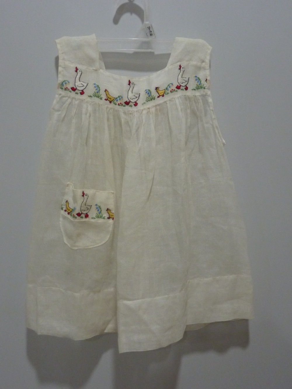 Vtg 60s Ersons White Embroidered Smocked Baby Dress Sheer Sz 45 6-9M